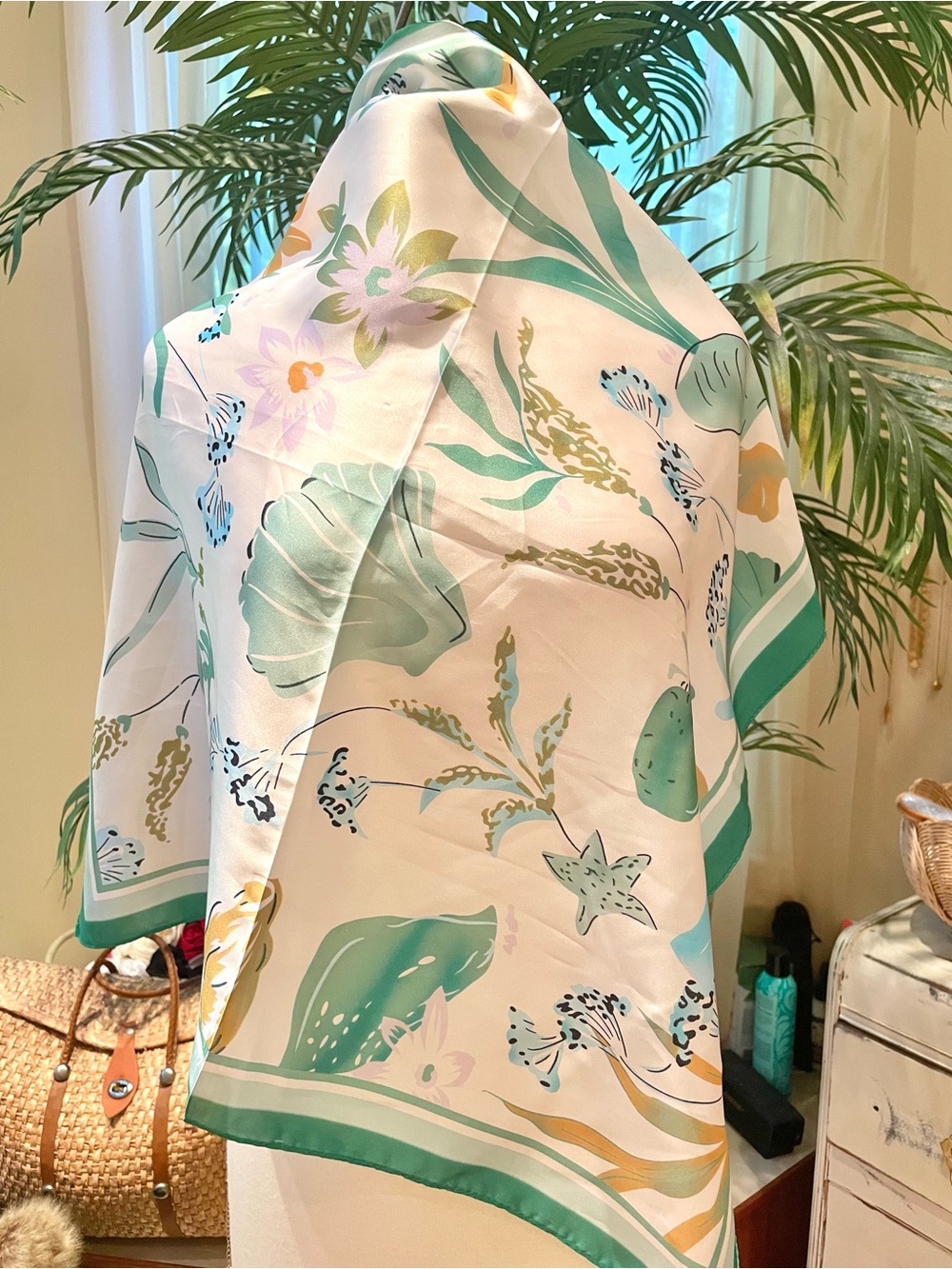 Zara Seashell Silk-Feel Scarf never worn
